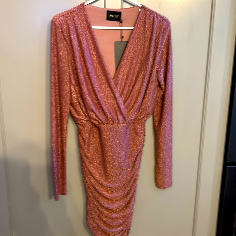 NWT do+be pink/gold sparkly festive dress sz med
